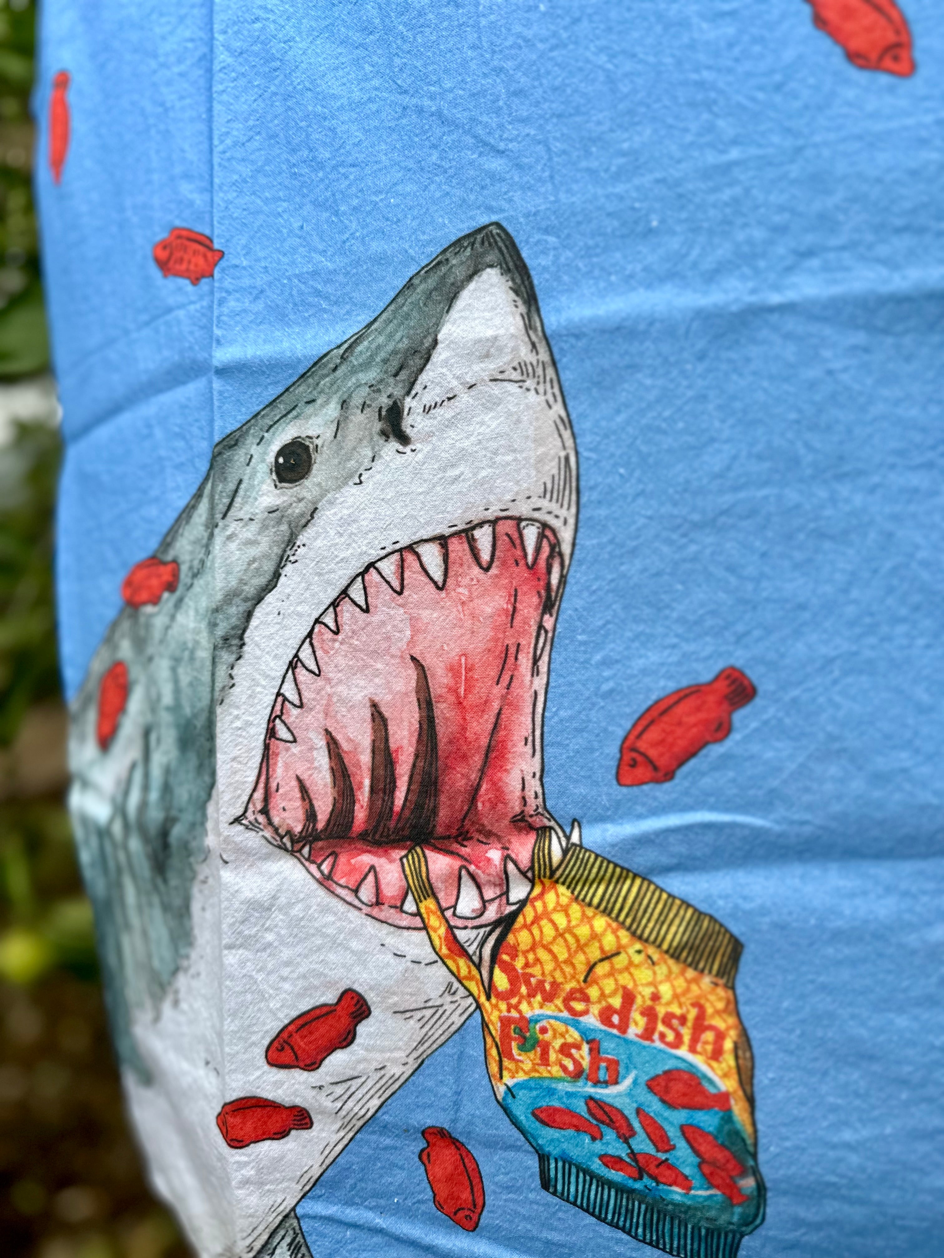 Shark + Fish - Snack Attack - Tea Towel