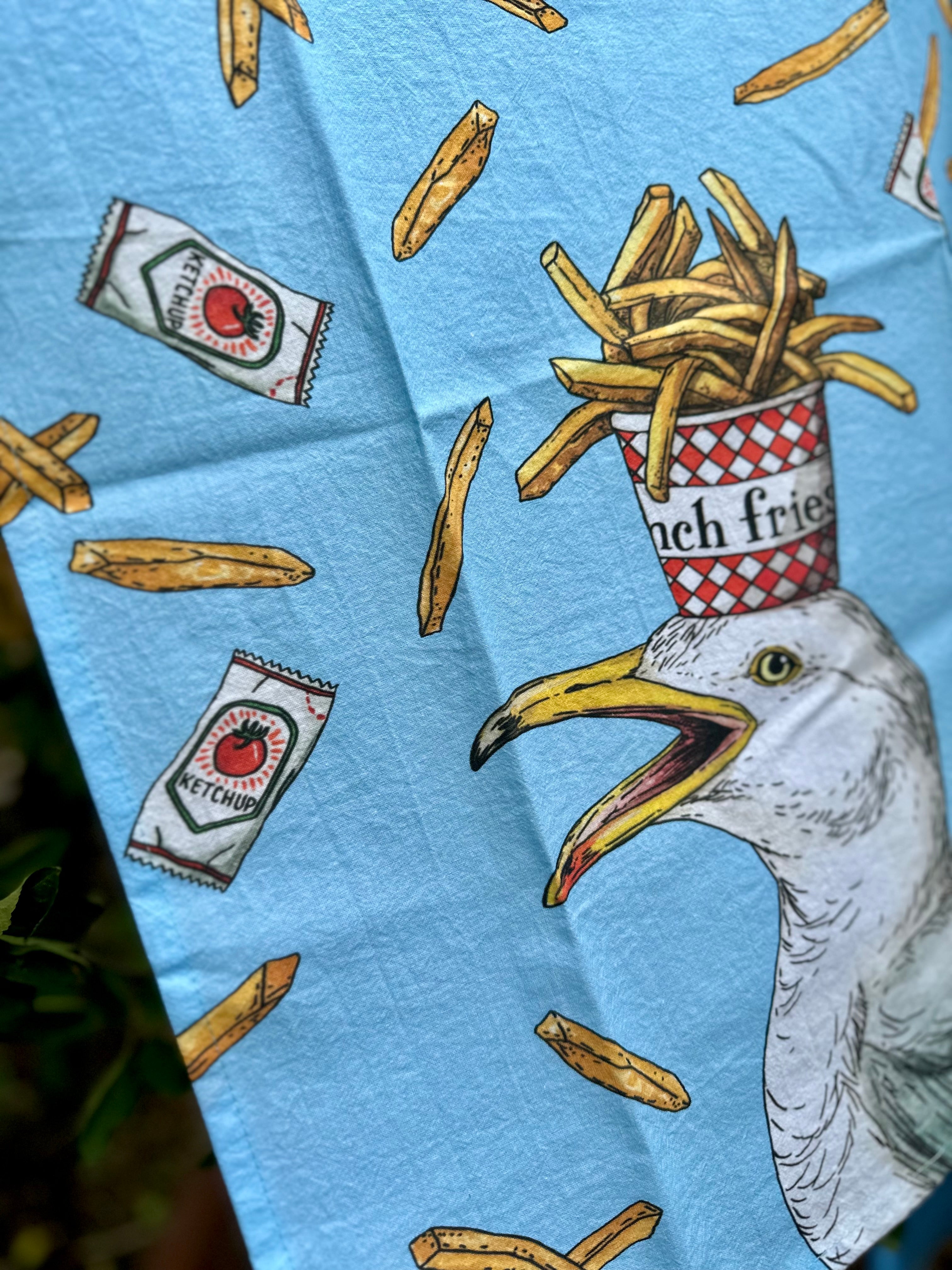 Gull + Fries - Snack Attack - Tea Towel