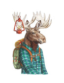Hiking Moose - Print