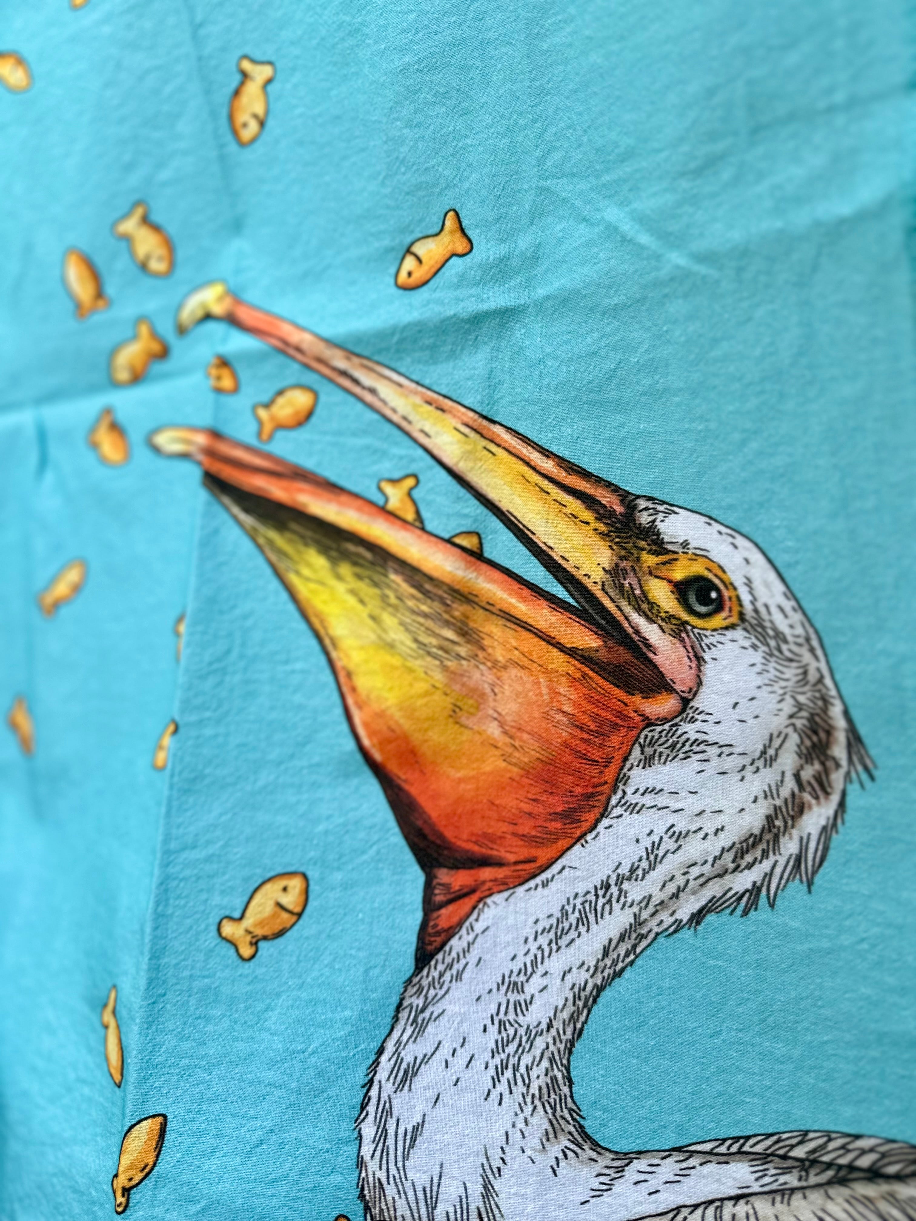 Pelican + Fish - Snack Attack - Tea Towel