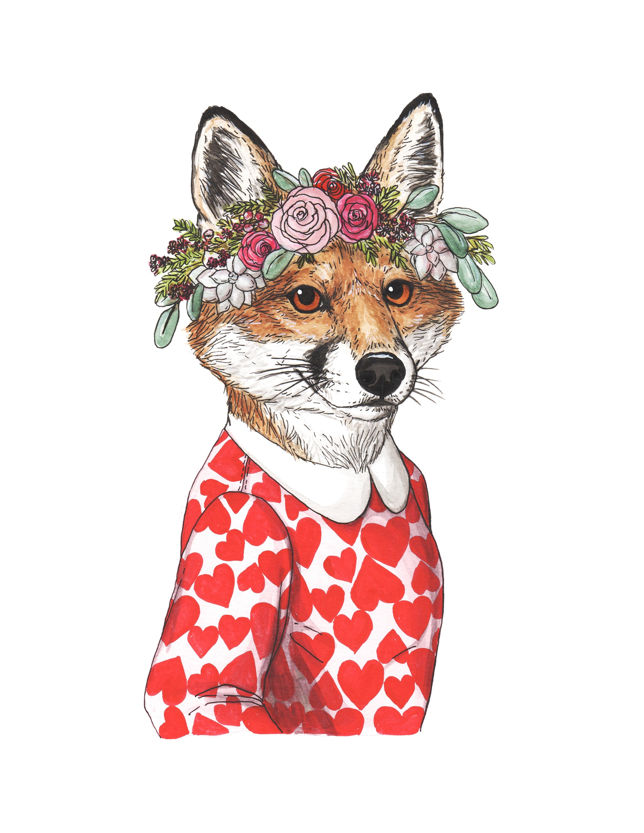 Fox + Florals - Print