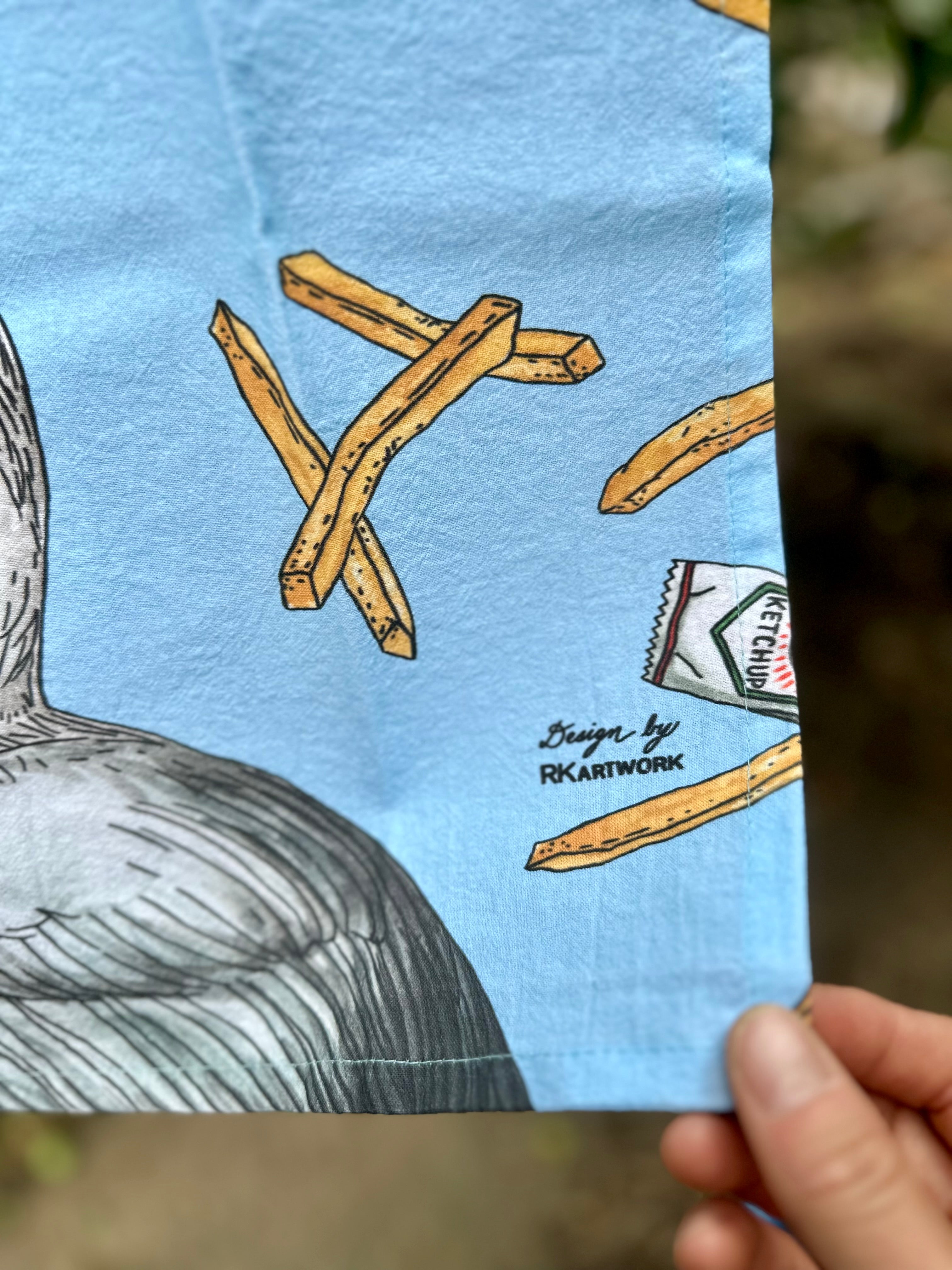 Gull + Fries - Snack Attack - Tea Towel