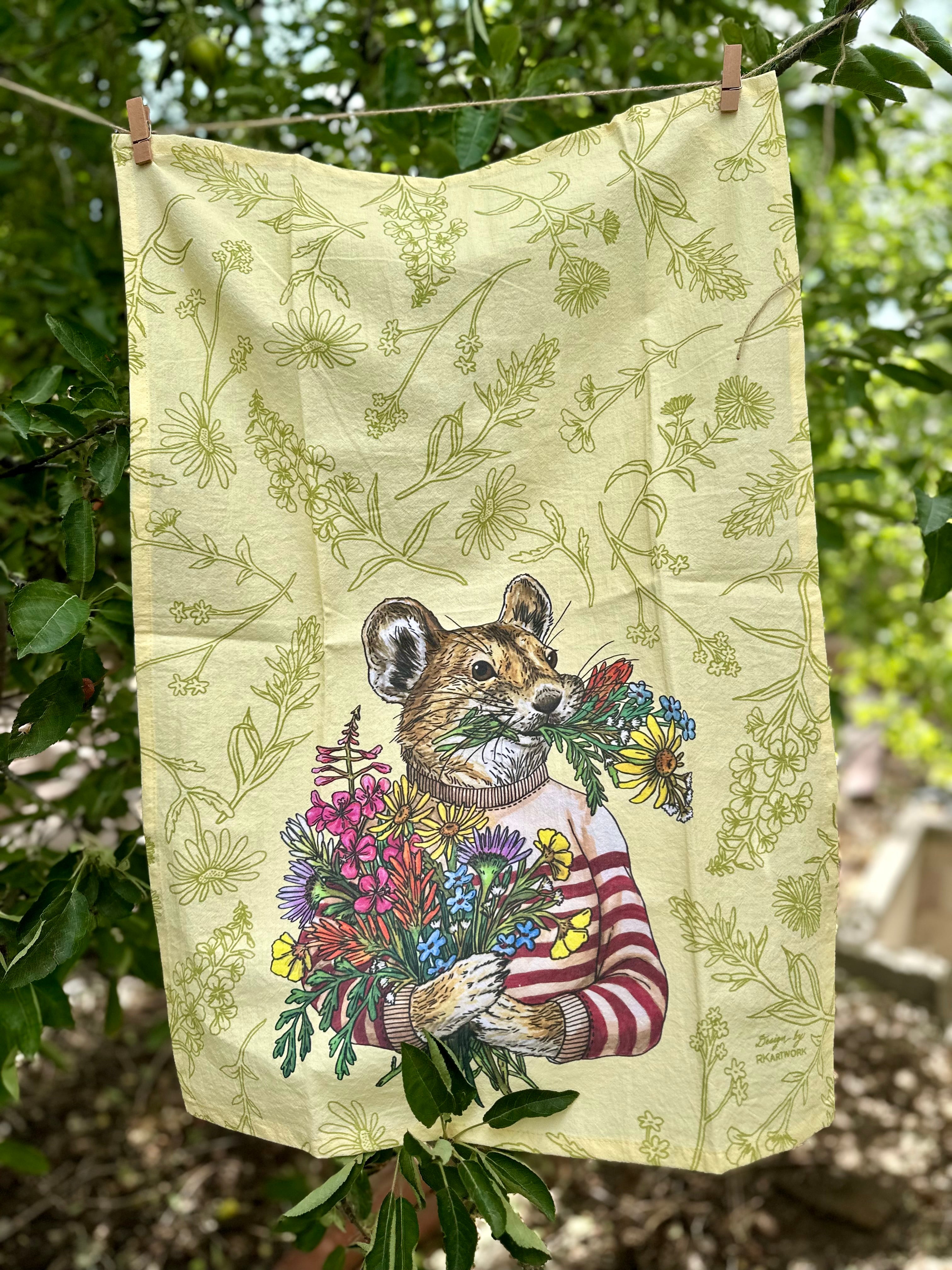 Pika + Wildflowers - Tea Towel