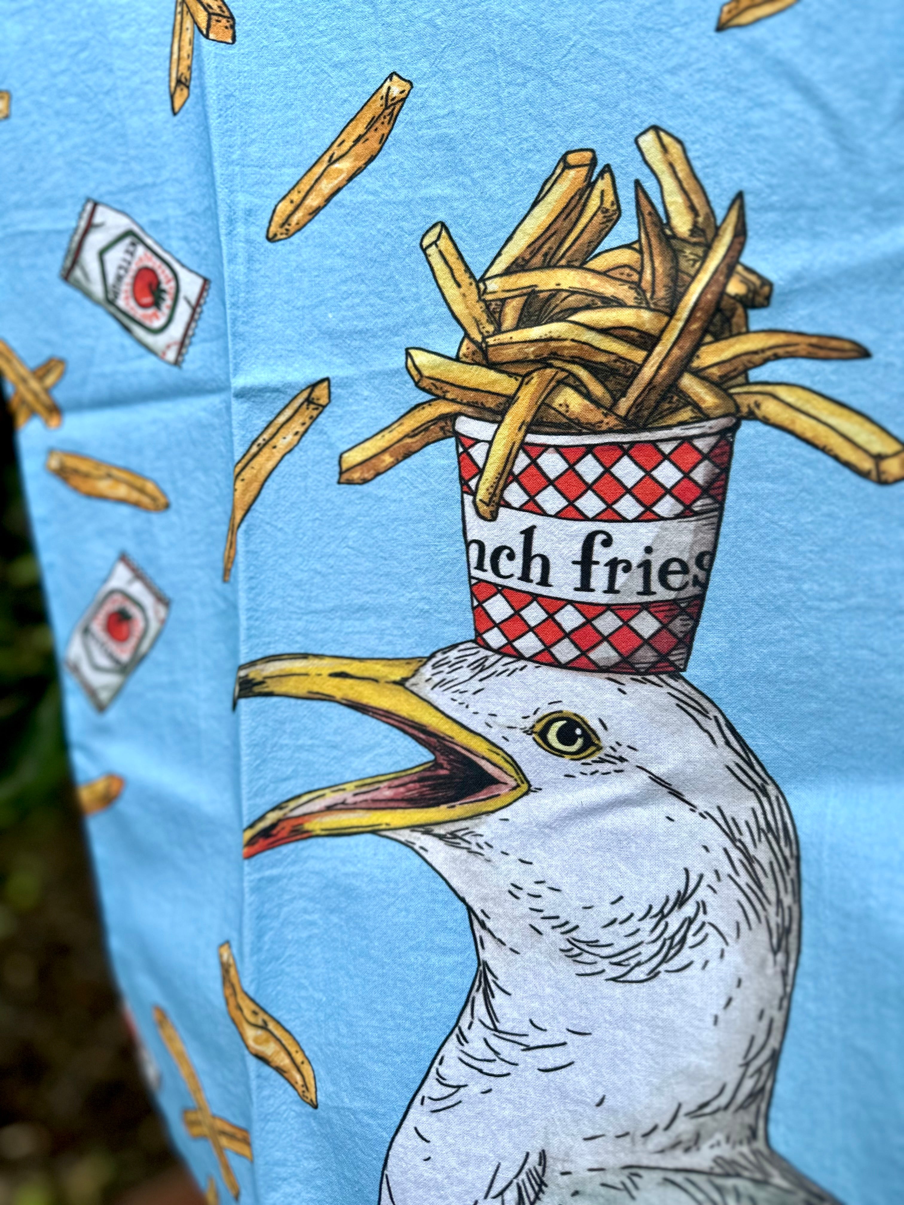 Gull + Fries - Snack Attack - Tea Towel