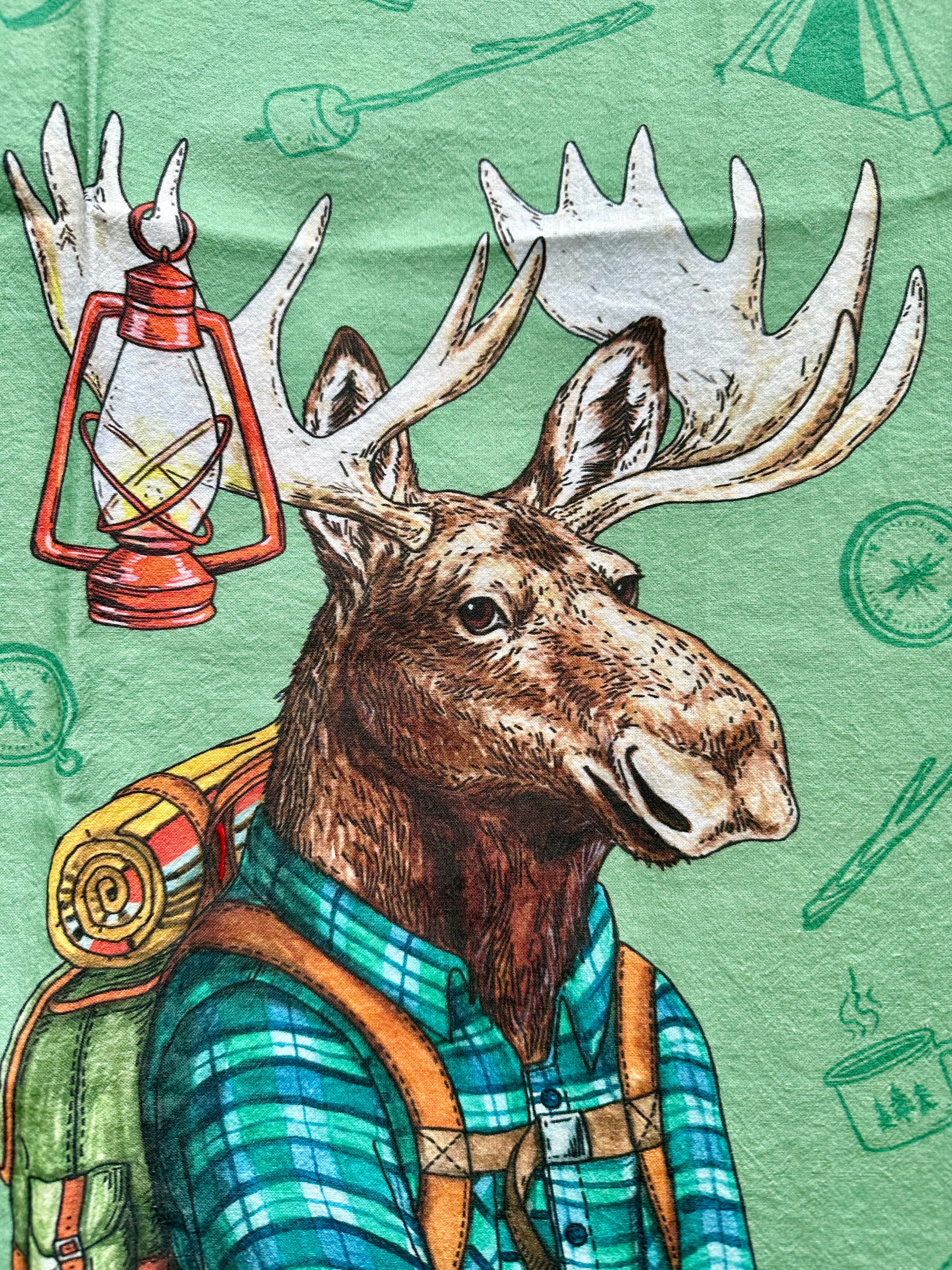 Moose - Hiking - Camping - Tea Towel