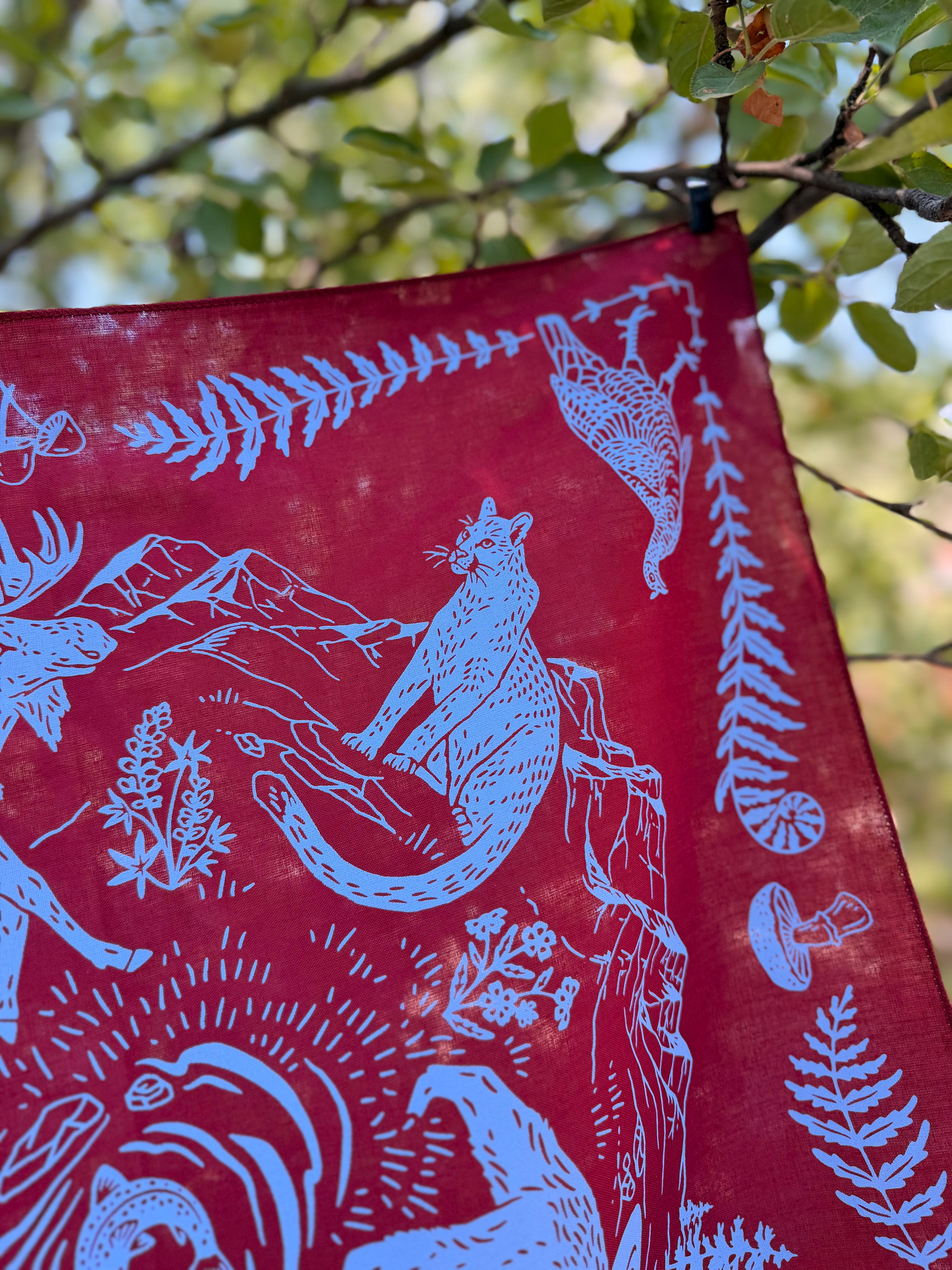 Camp Critters Bandana - Burgundy + Blue