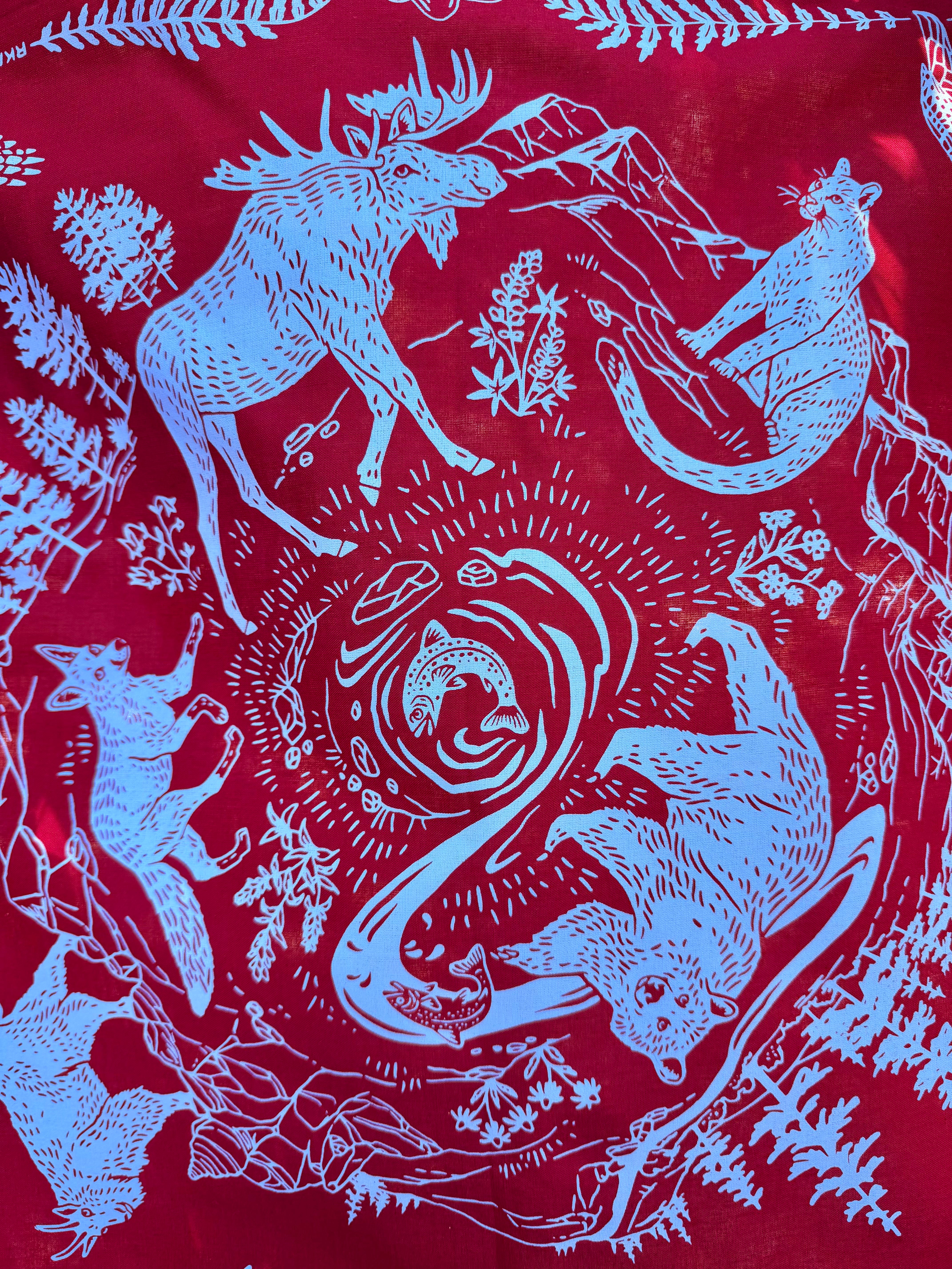 Camp Critters Bandana - Burgundy + Blue