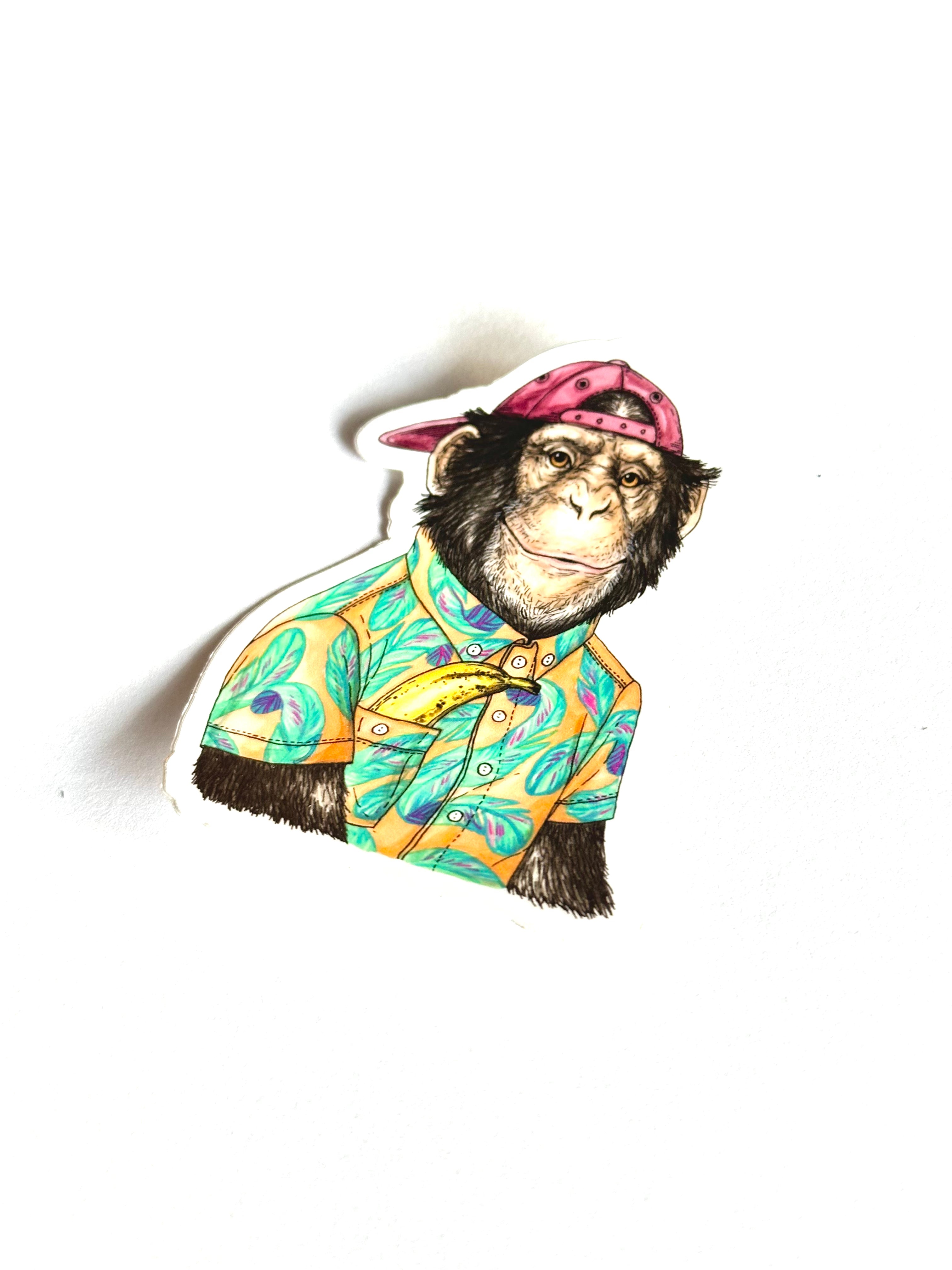 Chimp + Banana - Vinyl Sticker