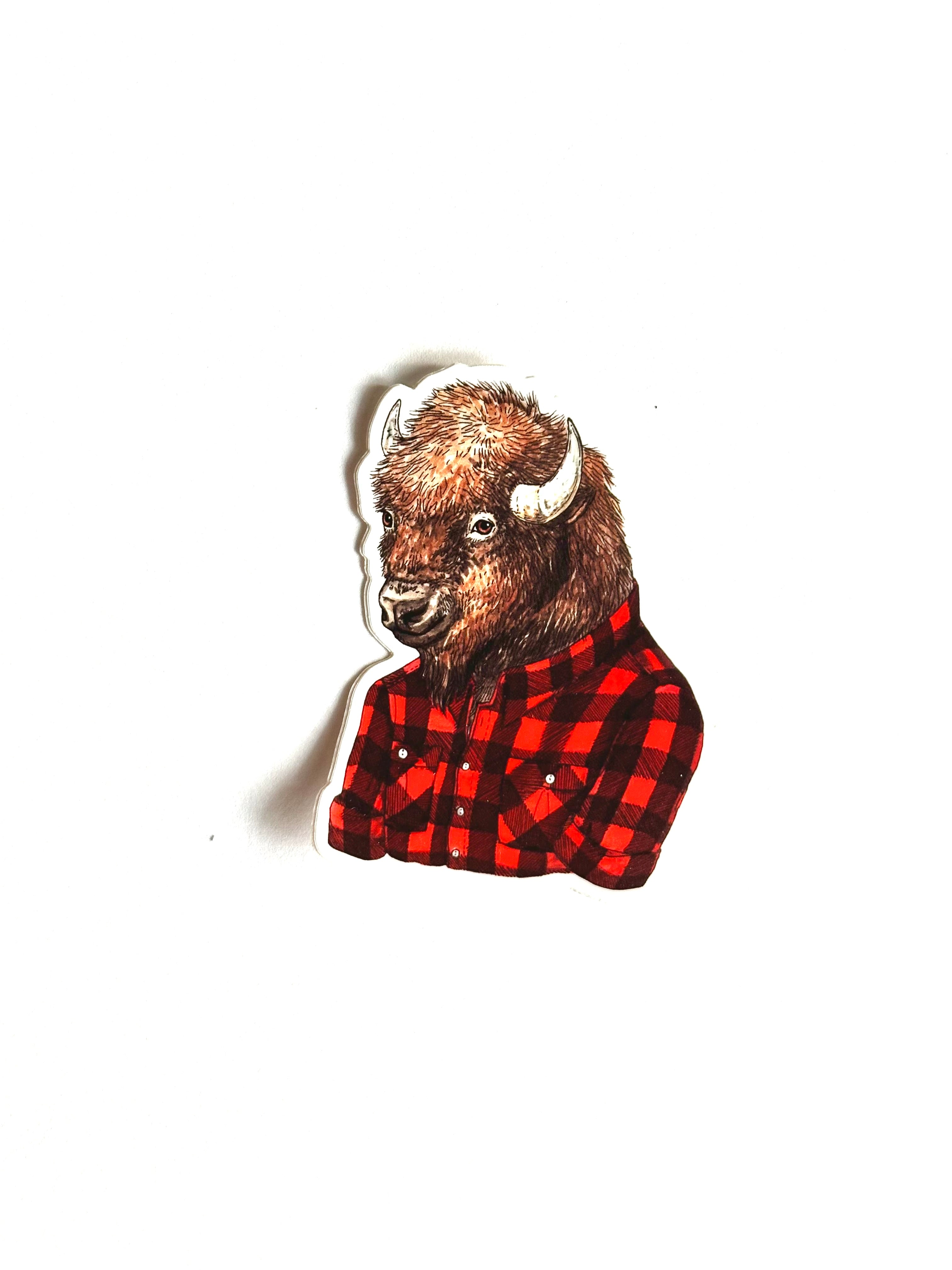 Bison - Buffalo Plaid - Vinyl Sticker