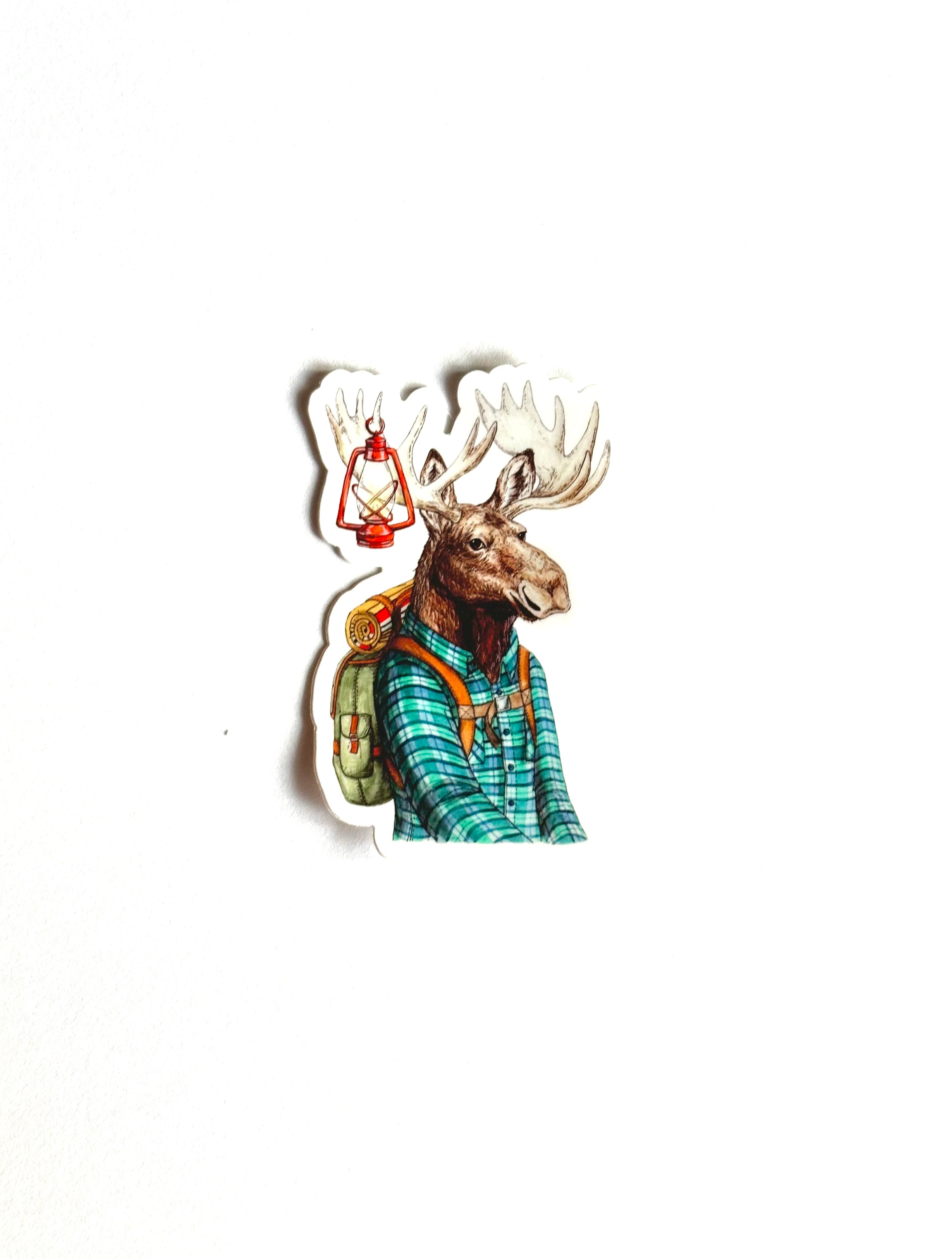 Moose - Hiking - Vinyl Sticker