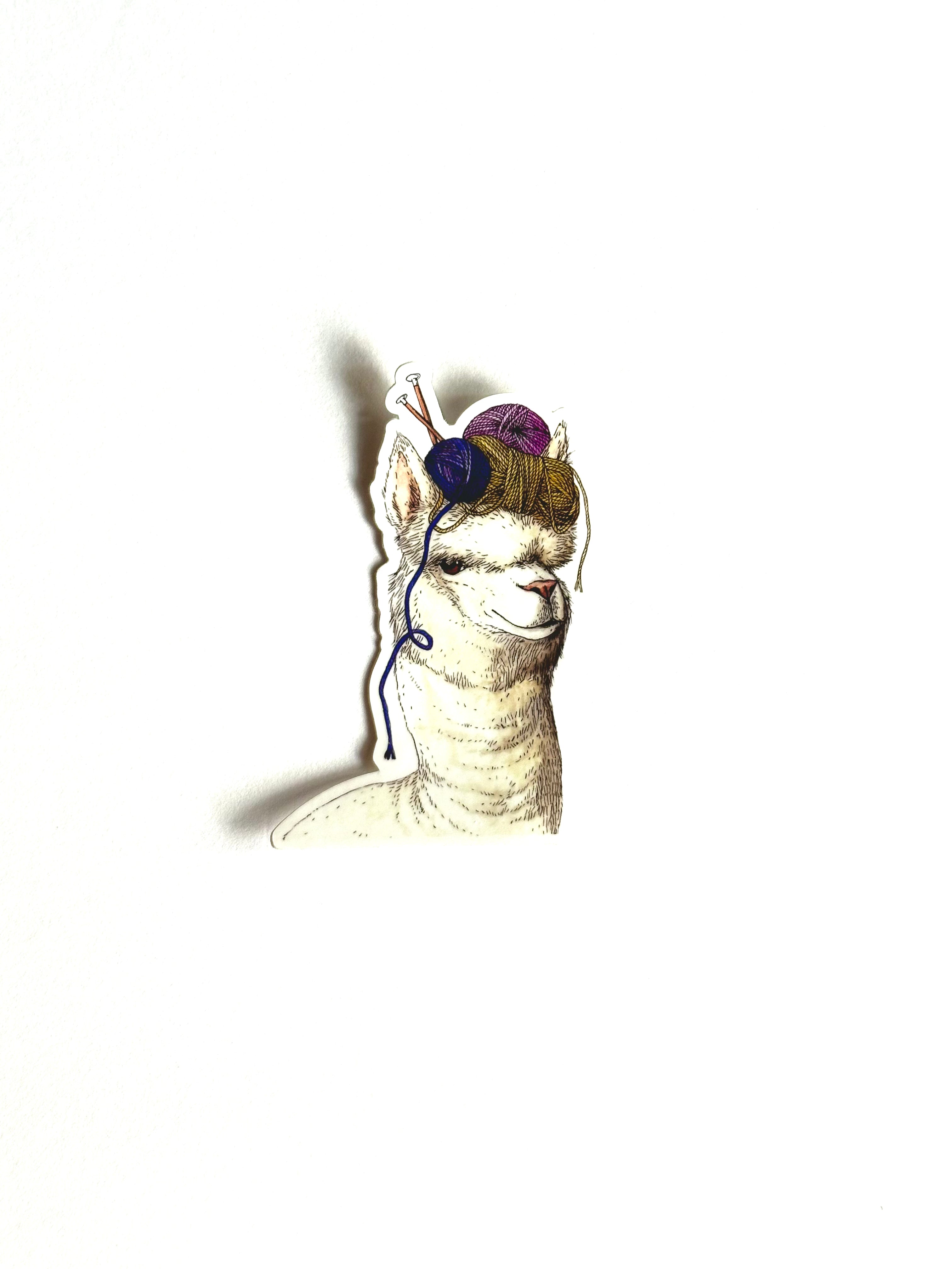 Alpaca + Yarn - Vinyl Sticker
