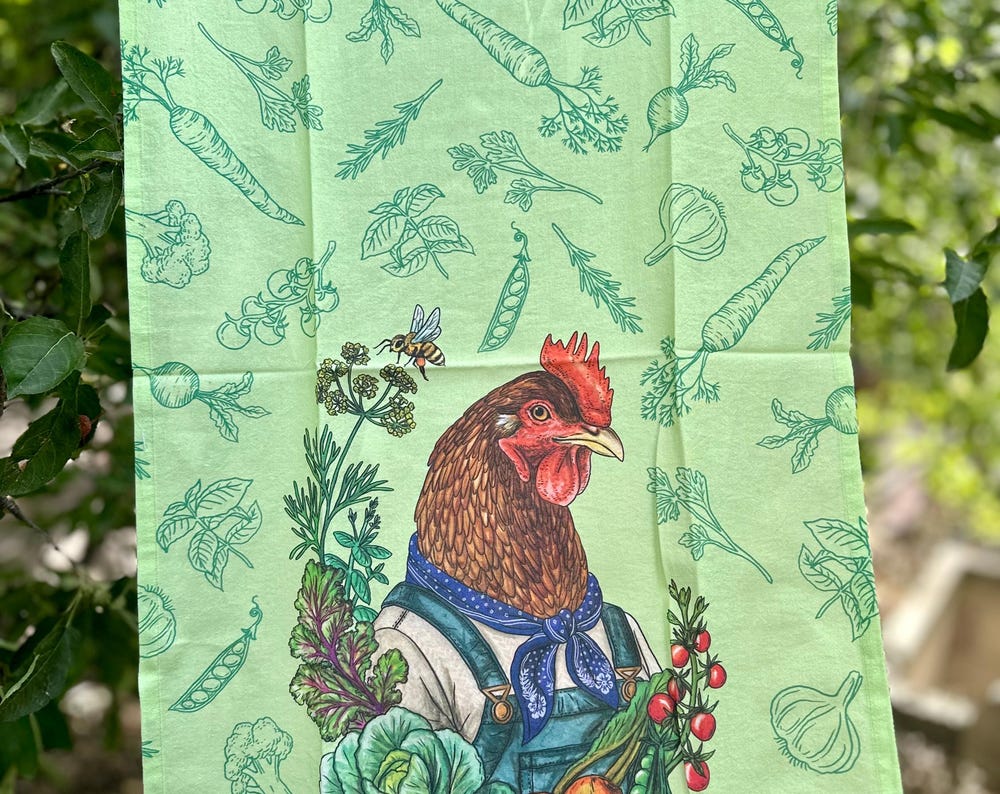 Chicken + Vegetables - Garden - Tea Towel